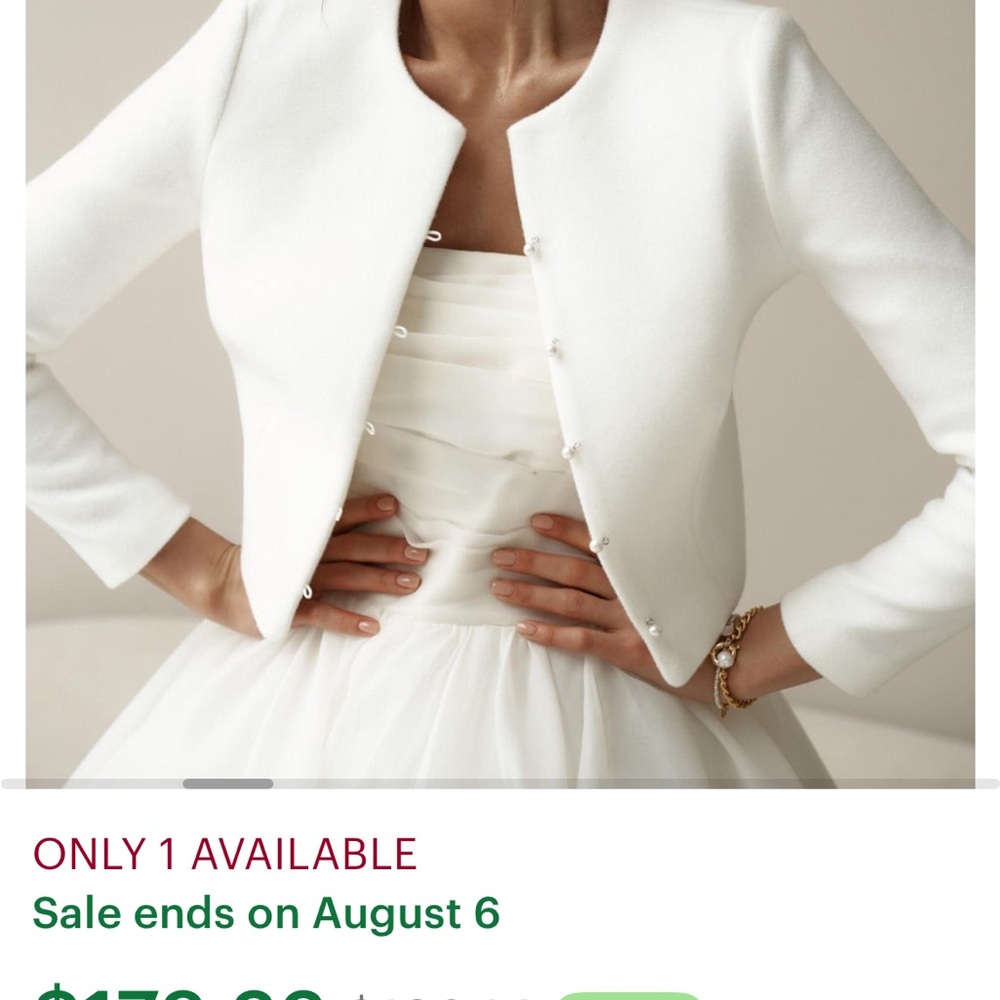 Elegant White Buttoned Bridal Jacket